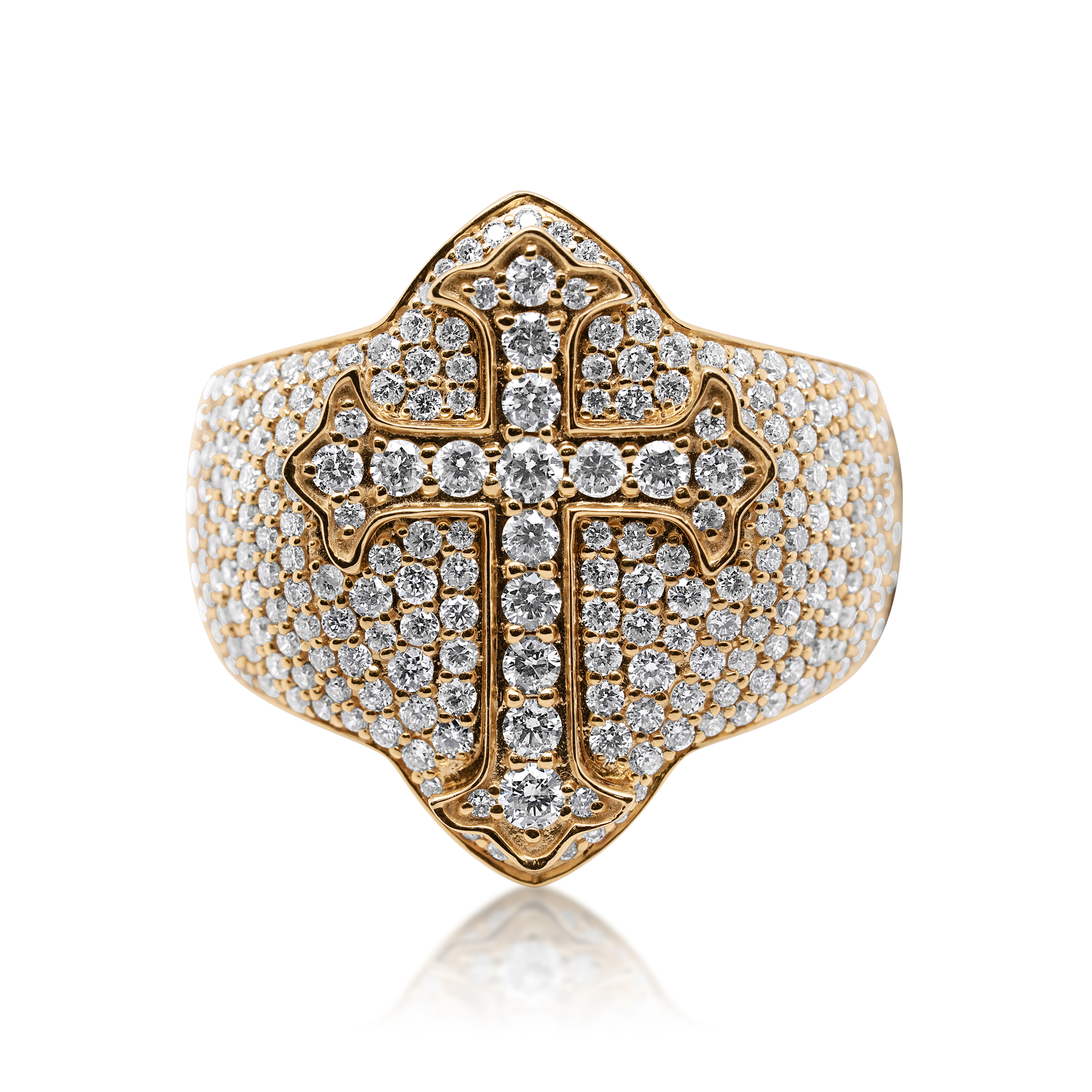 Diamond Cross Ring 2.50 ct.  10K Yellow Gold